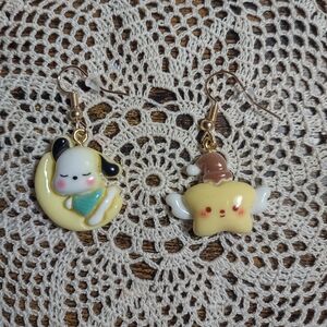 Cute Moon and Star Themed Charm Earrings